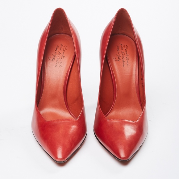 ❌ NWT Santoni Red Leather Stiletto Italian Pump - Picture 2 of 8